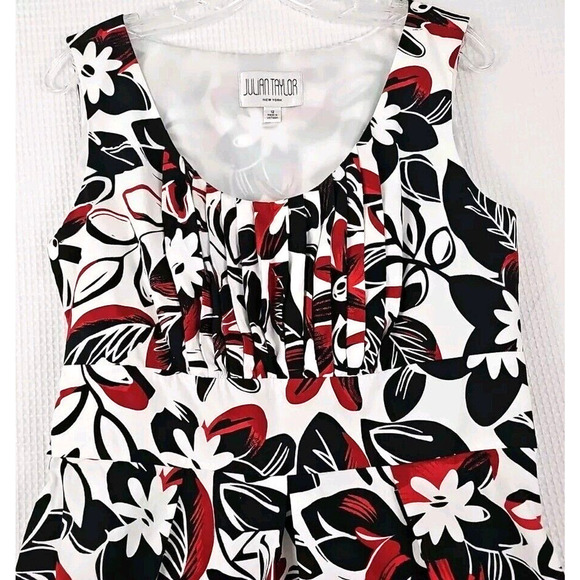 JULIAN TAYLOR ~Woman Size 12~ Black/Red Sleeveless Empire Waist Dress Belted. - Picture 5 of 9